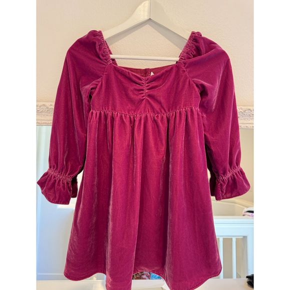 Janie and Jack Burgundy Purple Velvet Sweetheart Dress Girl’s Size 7 - Picture 3 of 6